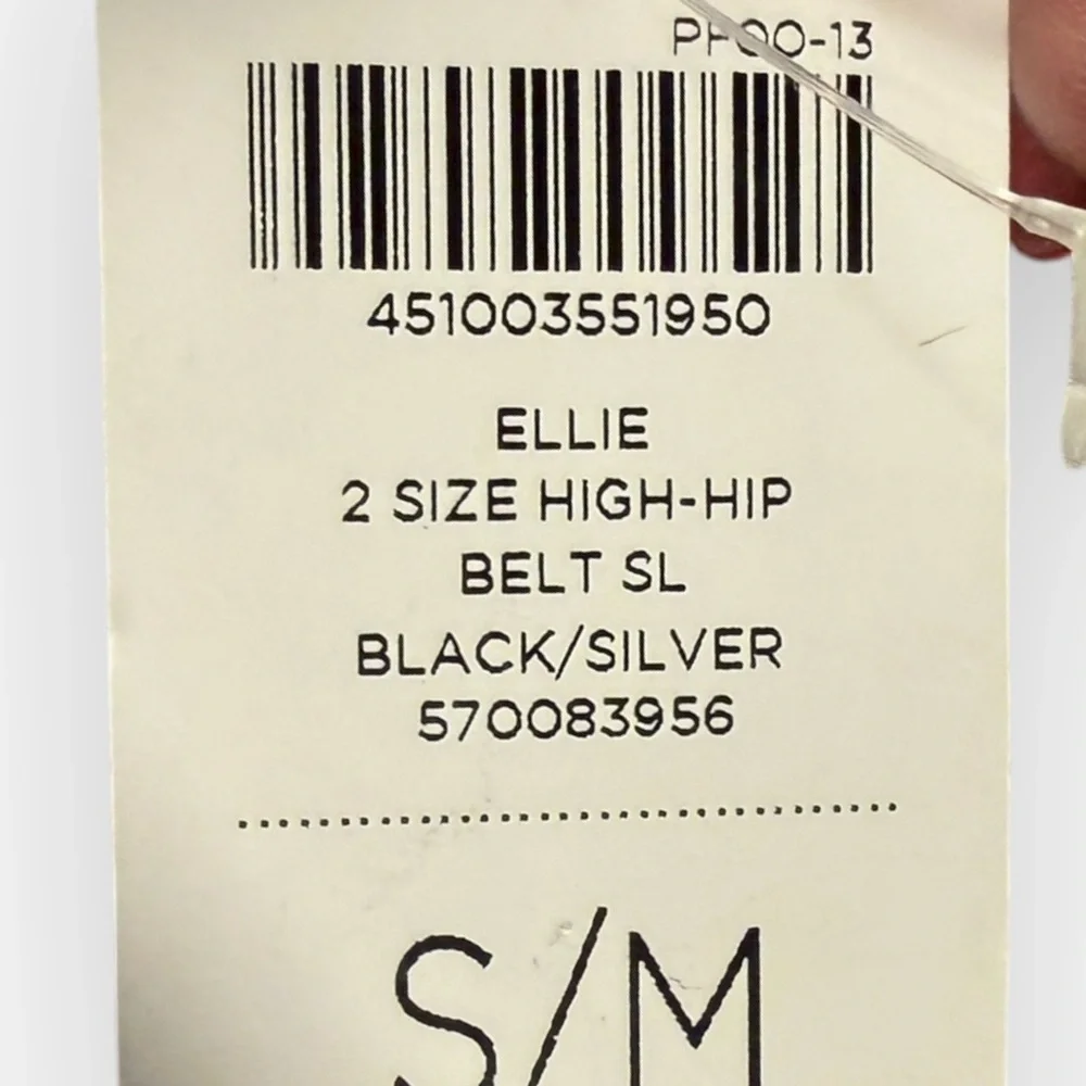 Chico's Black Belt with Silver Accent S/M Adjustable‎ Snap
